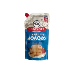 Молоко цельное сгущенное с сахаром, жир. 8,5%, 650г, 1/10, дой-пак, Рогачев, Россия