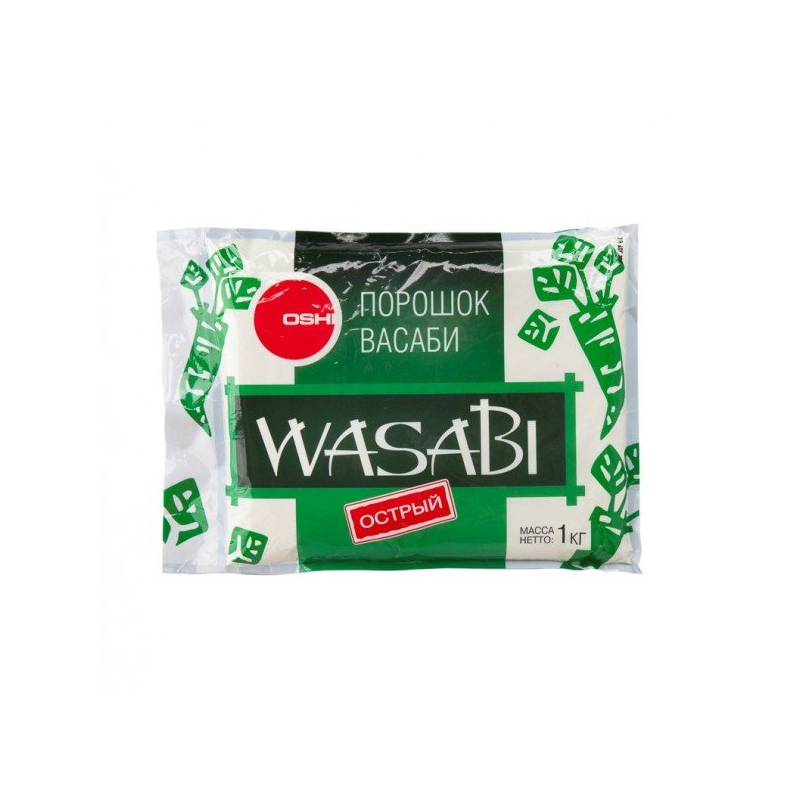 Васаби порошок для приготовления зеленый острый WASABI, 1кг, пакет Smart Cap, OSHI, Россия 