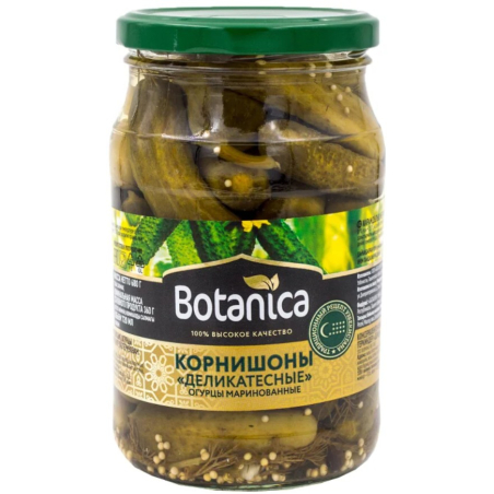 Огурцы корнишоны, 3-6 см, 720мл, ст/б, Botanica, Узбекистан
