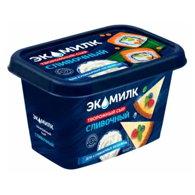 Сыр творожный ЭКОМИЛК, жир. 60%, 350г, 1/6, пл/банка, ECOMILK, Россия