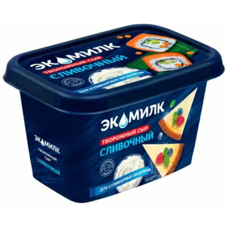 Сыр творожный ЭКОМИЛК, жир. 60%, 350г, 1/6, пл/банка, ECOMILK, Россия