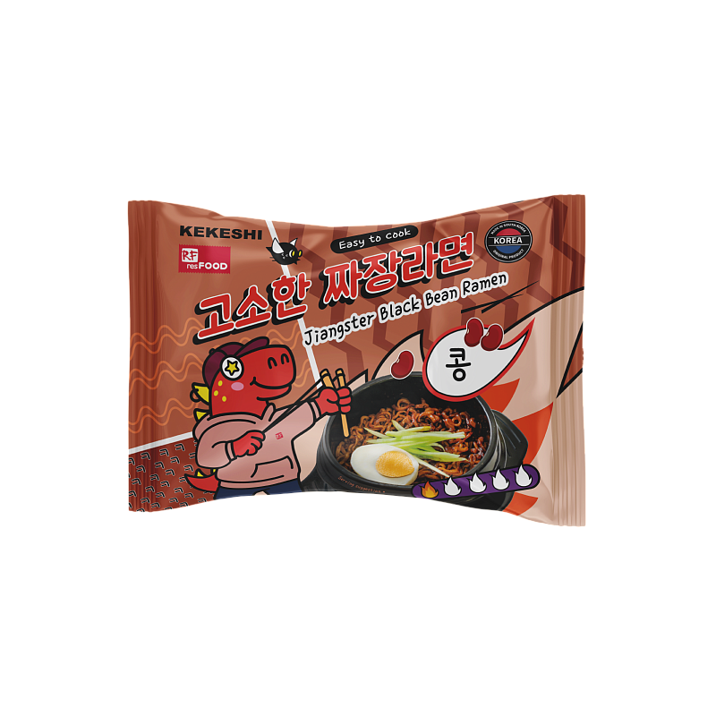 Лапша быстрого приготовления Jiangster Black Bean Ramen, 109г*5, 1/8, пл/пакет, Корея