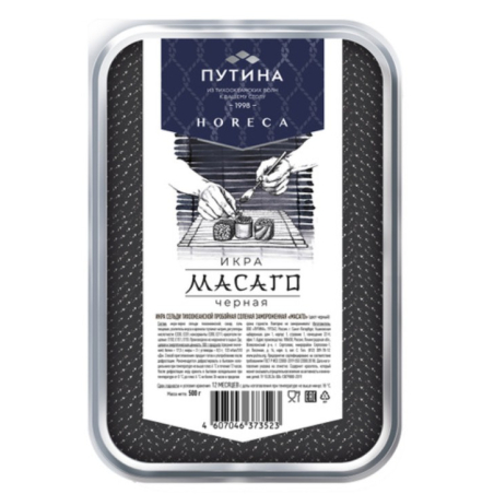 Икра сельди тихоокеанской соленая зам. МАСАГО (цвет черный), 500г, 1/6, пл/коробка, ПУТИНА, Россия