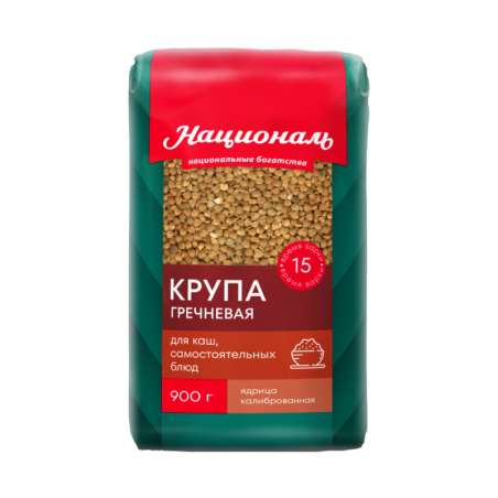 Крупа гречневая ядрица высший сорт, 900г, 1/12, пакет, Националь, Россия