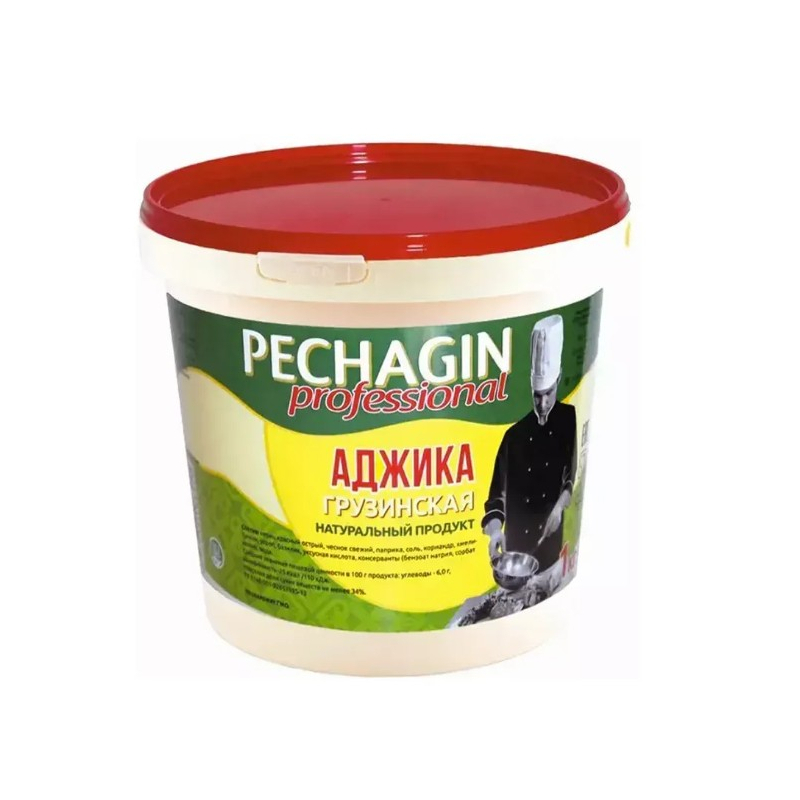 Аджика  ПО-ГРУЗИНСКИ, 1кг, 1/6, пл/ведро, PECHAGIN, Россия 