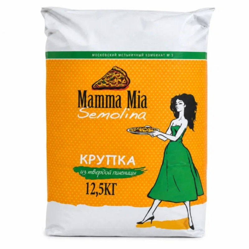 Мука из твердой пшеницы для макаронных изделий, в/с, 12,5кг, бум/пакет, Mamma Mia Semolina, Россия