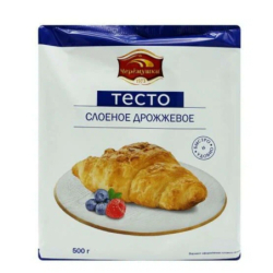 Тесто слоеное дрожжевое зам., 500г, 1/16, пл/пакет, Черёмушки, Россия