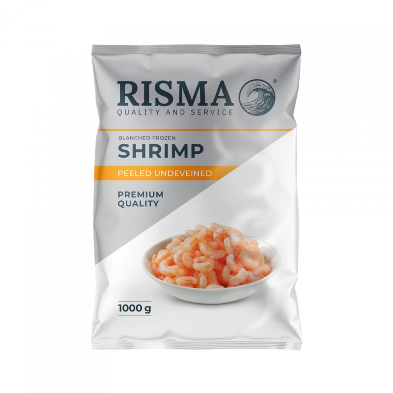 Креветки бланш., очищ., с/м, 200/300, глазурь 7%, 1кг, пакет, RISMA, Китай