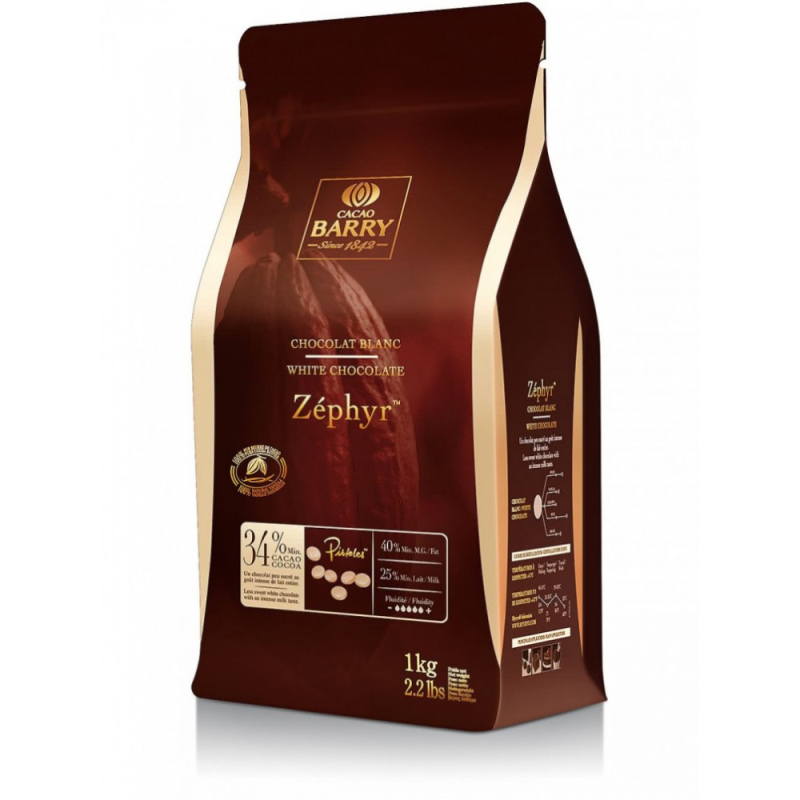 Шоколад белый ЗЕФИР CHW-N34ZEPH-2B-U73, 34%, 1кг, пакет, Barry Callebaut, Франция