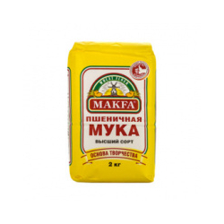 Мука пшеничная хлебопекарная, высший сорт, 2кг, 1/6, бум/пакет, MAKFA, Россия