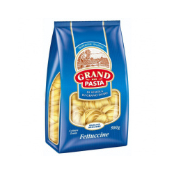 Изделия макаронные, группа А, высший сорт, ФЕТТУЧИНЕ, 500г, 1/9, пакет, Grand Di Pasta, Россия