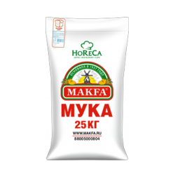 Мука пшеничная хлебопекарная, высший сорт, 25кг, п/п мешок, MAKFA, Россия