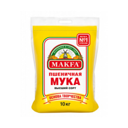 Мука пшеничная хлебопекарная, высший сорт, 10кг, бум/пакет, MAKFA, Россия