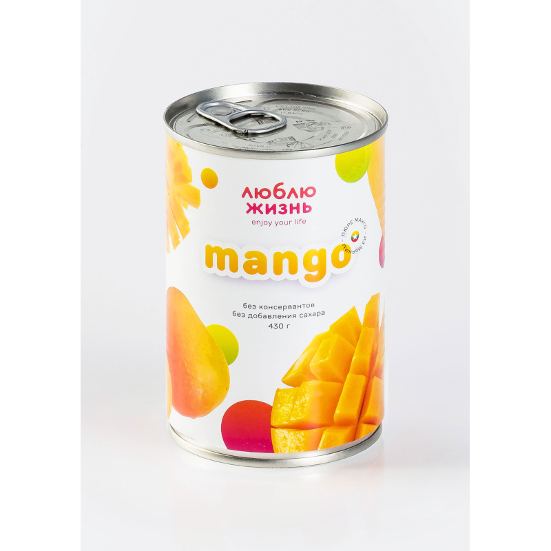 Пюре фруктовое из МАНГО, 430г, ж/б, Люблю жизнь, Мьянма