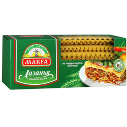 Изделия макаронные длинные ЛАЗАНЬЯ с дв. волной, высший сорт, 500г, 1/12, пакет, MAKFA, Россия