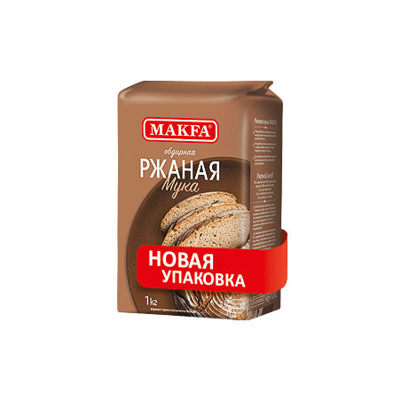Мука ржаная хлебопекарная, сорт обдирная, 1кг, 1/8, бум/пакет, MAKFA, Россия
