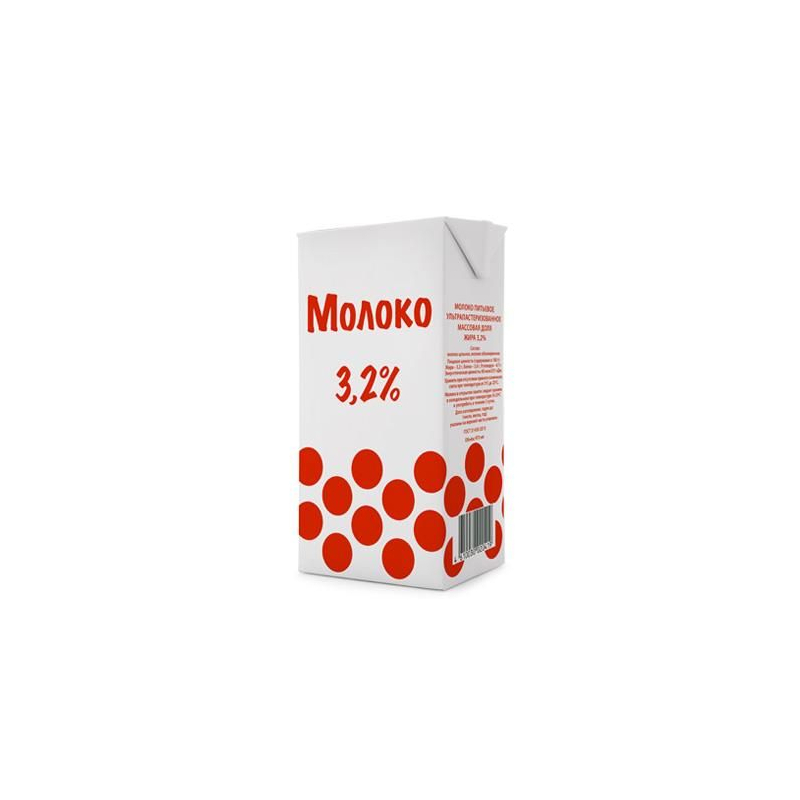Молоко питьевое ультрапастеризованное, жир. 3,2%, 1л, тетрапак, Горошек, Россия