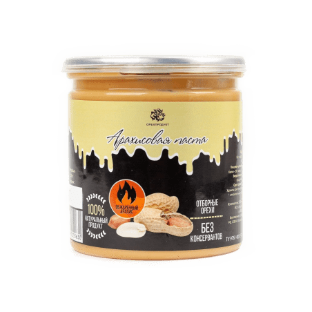 Паста арахисовая обжаренная, 200г, пл/банка, ОРЕХПРОДУКТ, Россия