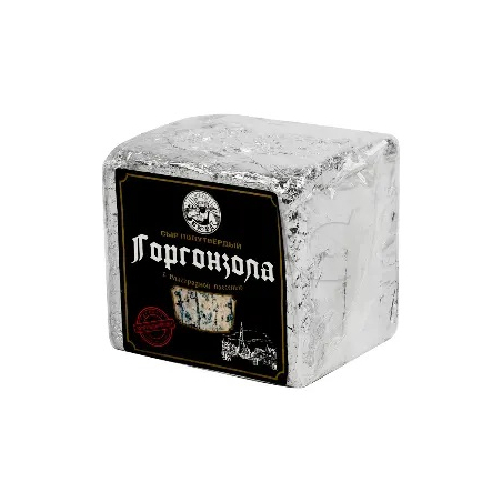Сыр ГОРГОНЗОЛА с голубой плесенью, жир. 50%, ~1кг, куб, в/у, ВЮРД, Россия