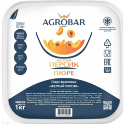Пюре фруктовое ПЕРСИК желтый зам., 1кг, пл/контейнер, Agrobar, Россия