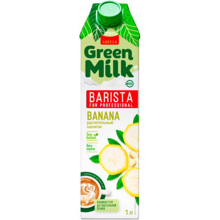 Напиток БАНАНОВЫЙ на соевой основе, 1л, тетра-пак, Green Milk, Россия