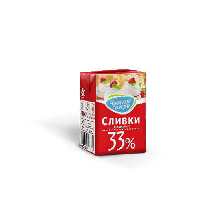 Крем сливочный ультрап. Сливки для взбивания, жир. 33%, 200мл, 1/18, тетрапак, Чудское озеро, Россия