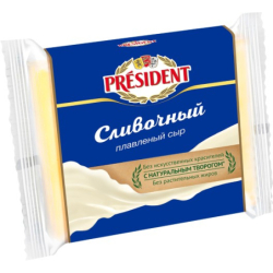 Сыр плавленый ломтевой Сливочный, жир. 40%, 300г, пл/пакет, PRESIDENT, Россия