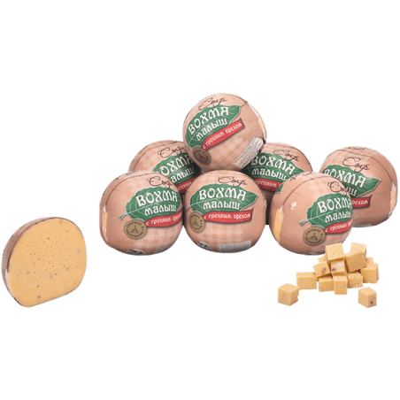 Сыр Вохма Малыш с грецким орехом, жир. 50%, ~1кг, шар, пленка, Боговарово, Россия