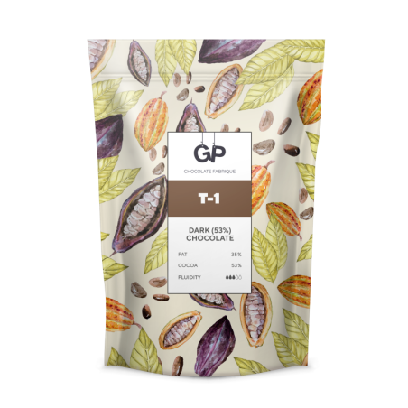 Шоколад темный в каплях Т-1, какао 53%, 0,5кг, флоу пак, GP Chocolate Fabrique, Россия