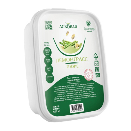 Пюре фруктовое ЛЕМОНГРАСС зам., 250г, пл/контейнер, Agrobar, Россия