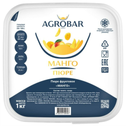 Пюре фруктовое БЕЗ САХАРА МАНГО зам., 1кг, пл/контейнер, Agrobar, Россия
