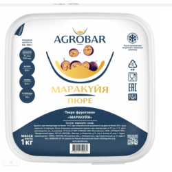 Пюре фруктовое БЕЗ САХАРА МАРАКУЙЯ зам., 1кг, пл/контейнер, Agrobar, Россия