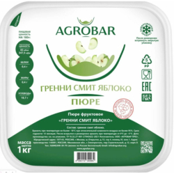 Пюре фруктовое ЯБЛОКО Гренни Смит зам., 1кг, пл/контейнер, Agrobar, Россия