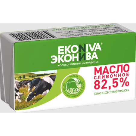Масло сливочное Традиционное, высший сорт, жир. 82,5%, 350г, 1/10, фольга, ЭкоНива, Россия