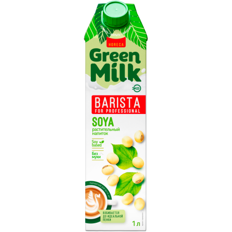 Напиток СОЕВЫЙ, обогащенный КАЛЬЦИЕМ И ВИТАМИНАМИ, 1л, тетра-пак, Green Milk, Россия