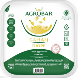 Пюре фруктовое БАНАН зам., 1кг, пл/контейнер, Agrobar, Россия