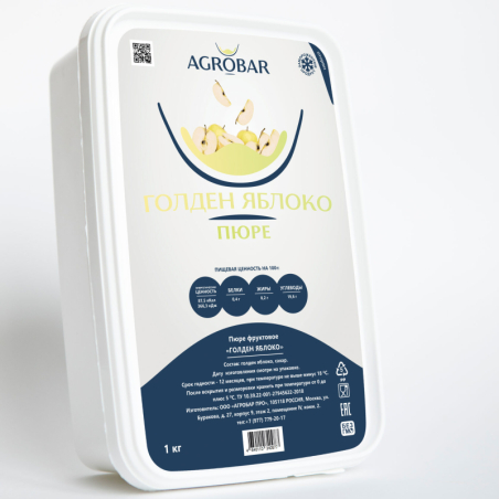 Пюре фруктовое Яблоко Голден зам., 1кг, пл/контейнер, Agrobar, Россия