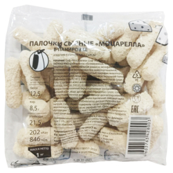 Палочки сырные Моцарелла в панировке, 1кг, пл/пакет, ФРОСТ-А, Россия