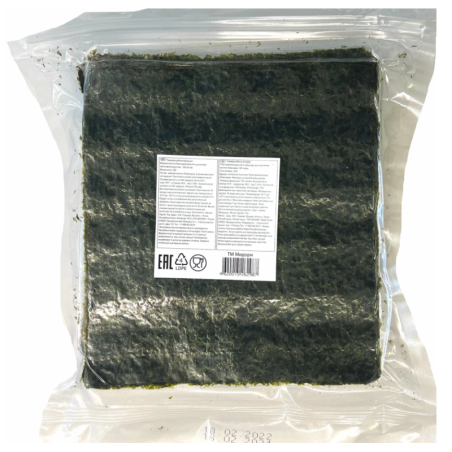 Морская капуста резаная сушеная для роллов, 100 листов, 240г, пл/пакет, MIDORI, Корея