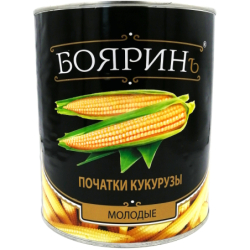 Кукуруза молодые початки, 3100мл, ж/б, БОЯРИНЪ, Тайланд/Вьетнам