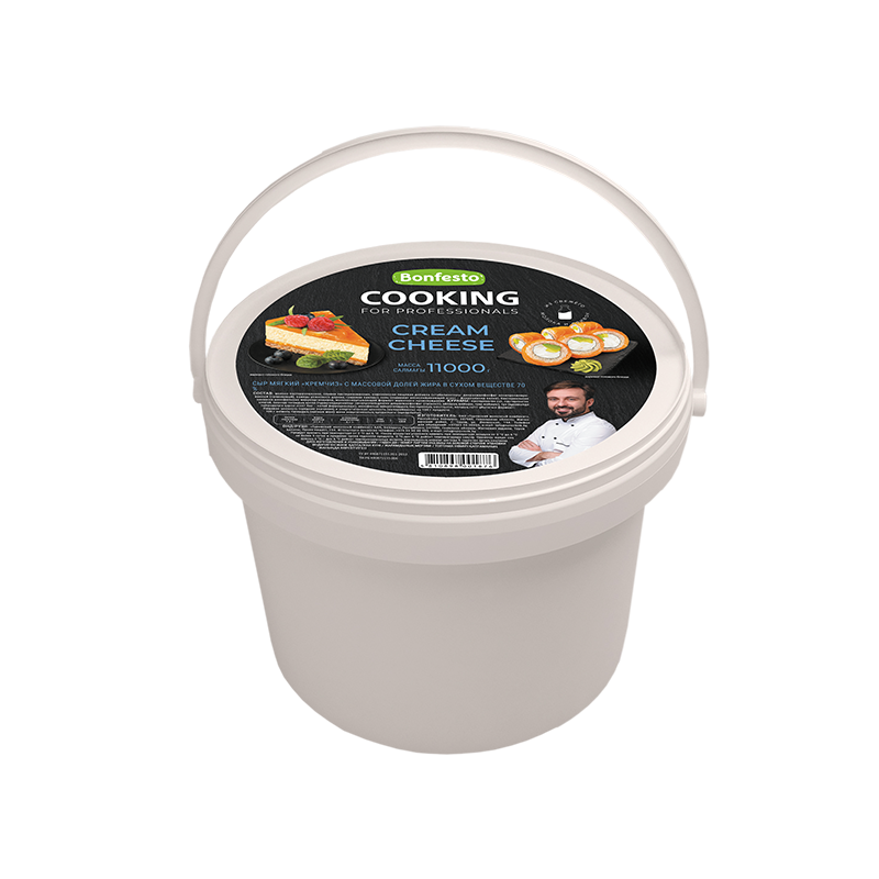 Сыр мягкий сливочный Кремчиз, жир. 70%, 11кг, пл/ведро, CooKing, Беларусь