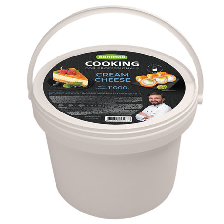 Сыр мягкий сливочный Кремчиз, жир. 70%, 11кг, пл/ведро, CooKing, Беларусь