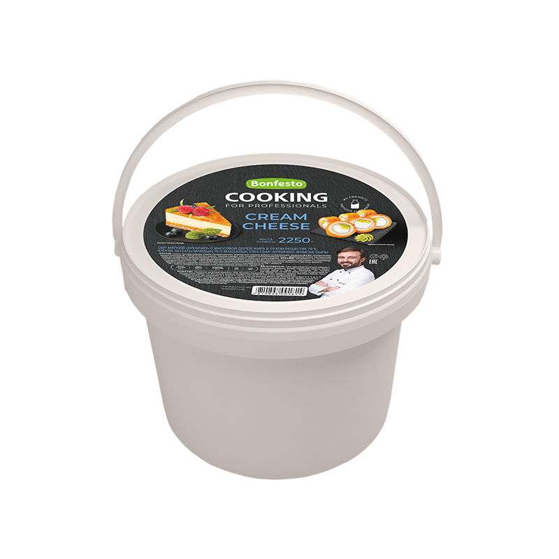Сыр мягкий сливочный Кремчиз, жир. 70%, 2,25кг, пл/ведро, CooKing, Беларусь