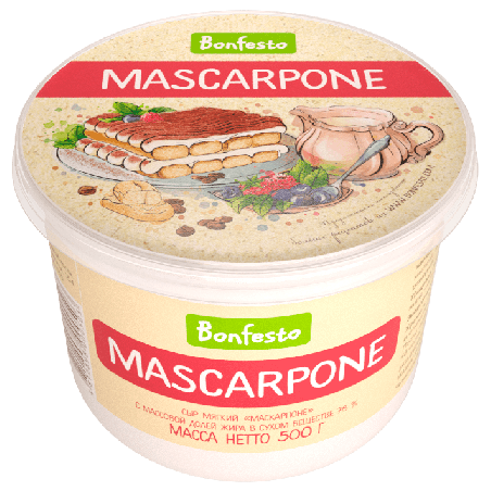 Сыр мягкий МАСКАРПОНЕ, жир. 78%, 500г, пл/банка, Bonfesto, Беларусь