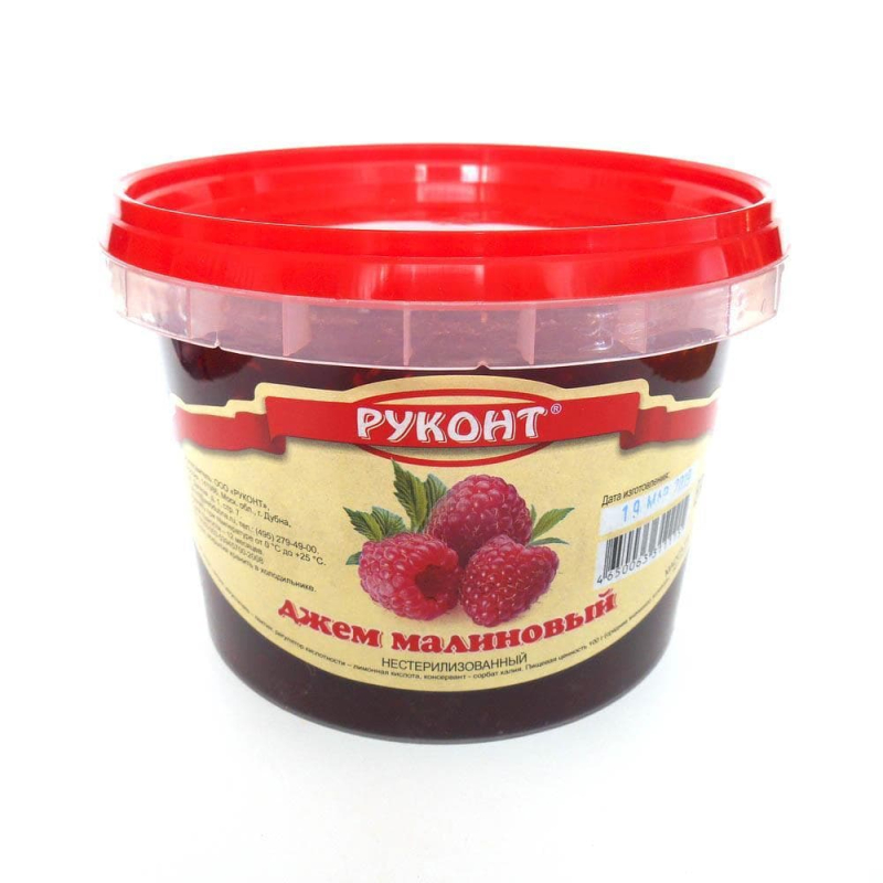Джем малиновый, 900г, пл/ведро, РУКОНТ, Россия