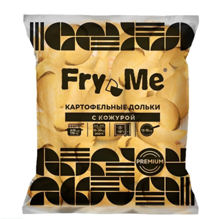 Картофельные дольки с кожурой W12, б/м, 2,5кг, 1/5, пл/пакет, FRY ME, Россия