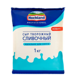 Сыр творожный сливочный, жир. 50%, 1кг, 1/8, пл/пакет, Hochland Professional, Россия