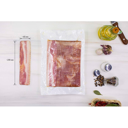 Бекон с/к (мясной продукт из свинины, кат. B), зам., нарезка, 500г, 1/10, в/у, РЕМИТ, Россия