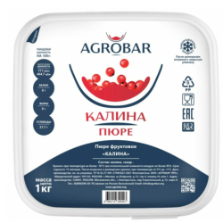 Пюре фруктовое КАЛИНА зам., 1кг, пл/контейнер, Agrobar, Россия